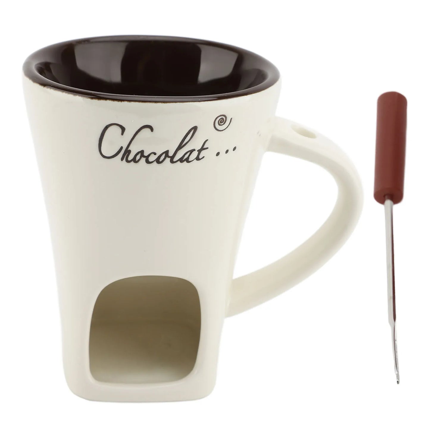 Chocolate Melting Fondue Mug Ceramic Butter Warmer Pot Chocolate Melting Supplies with Fork for Kitchen